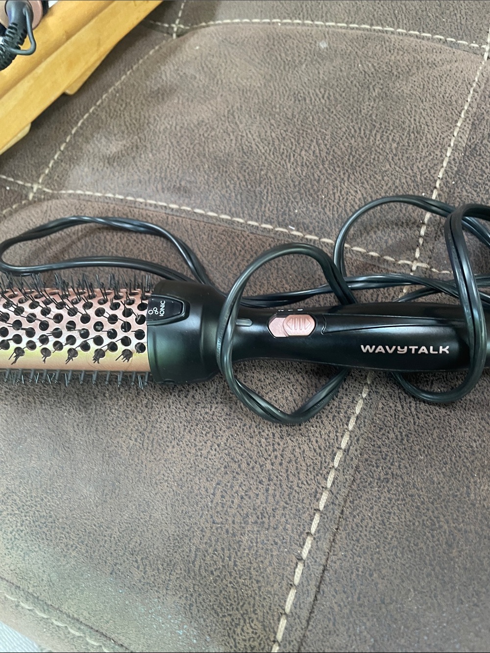 Black and Rose Gold Ceramic Round Hair Brush Styler